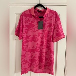 Men’s G/FORE Exploded Icon Camo Tech Polo- Pink XL